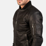 Bomia Ma-1 Distressed Black Leather Bomber Jacket 5
