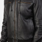 Bouncer Biz Black Leather Bomber Jacket 6