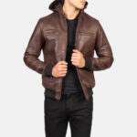 [FS] Bouncer Biz Brown Leather Bomber Jacket 4