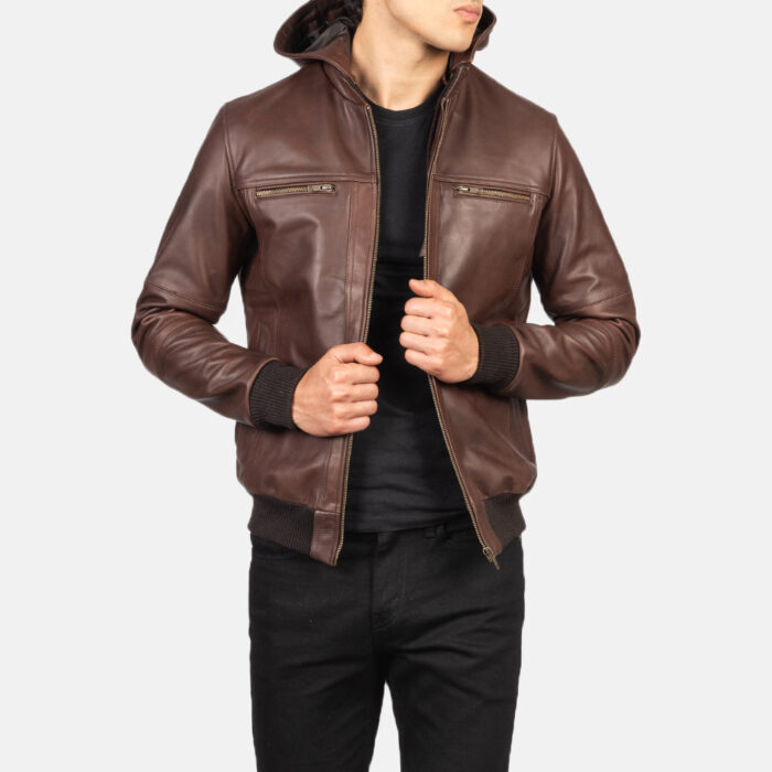 [FS] Bouncer Biz Brown Leather Bomber Jacket 4