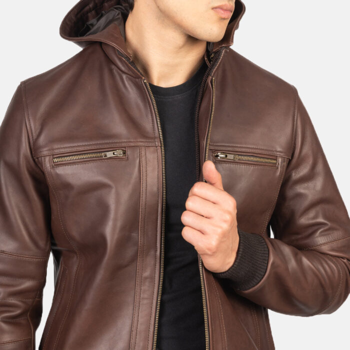 [FS] Bouncer Biz Brown Leather Bomber Jacket 6