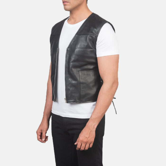 Brandon Black Leather Vest 2