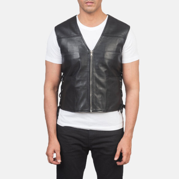 Brandon Black Leather Vest 4