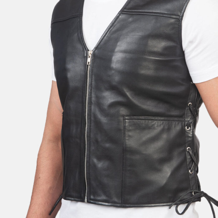 Brandon Black Leather Vest 6
