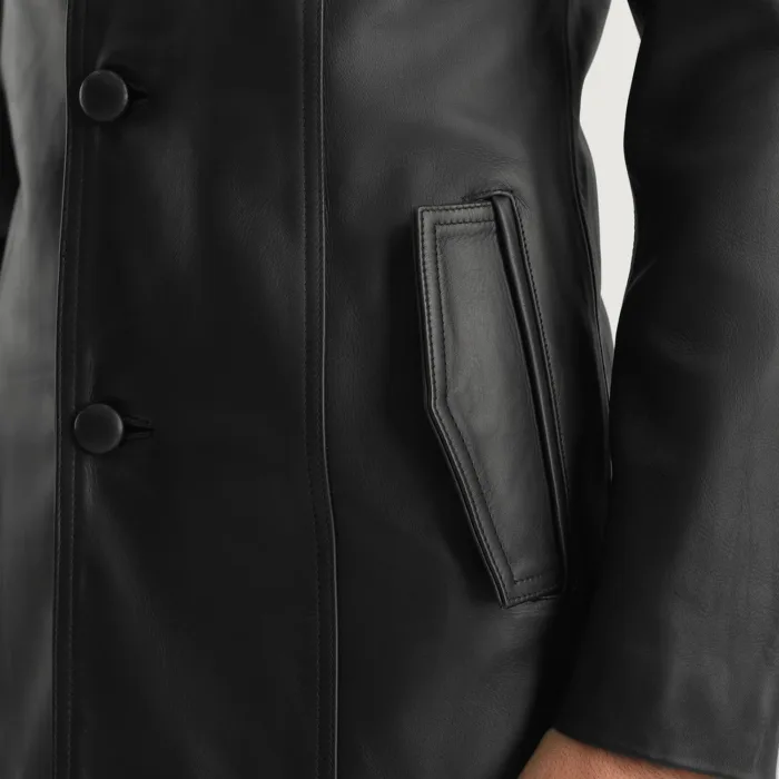 Brawnton Black Leather Coat 6