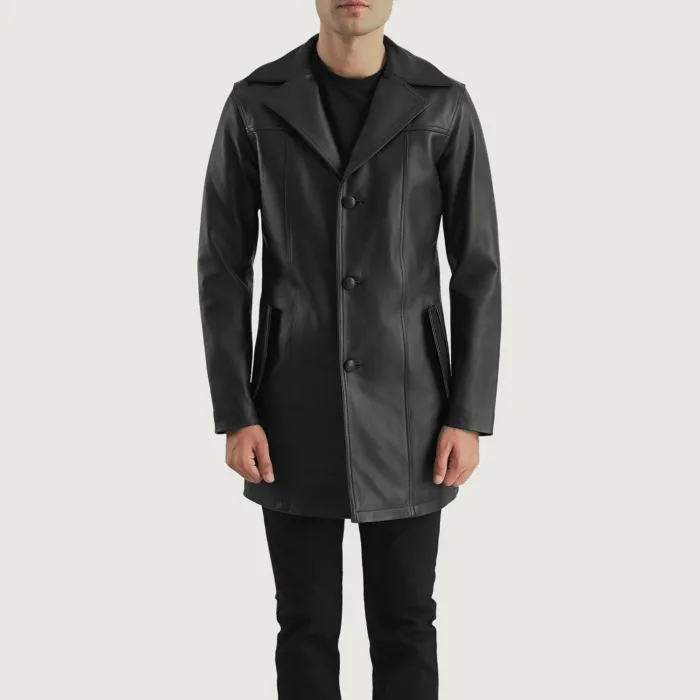 Brawnton Black Leather Coat 4