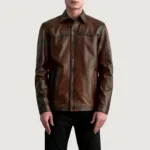 Bronco Distressed Brown Leather Shirt 3