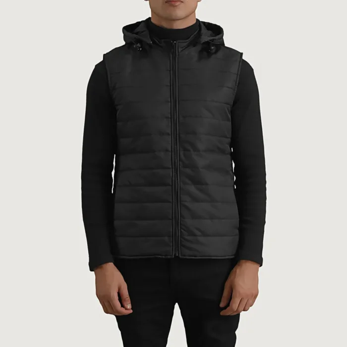 Carlo Black Hooded Puffer Vest 4