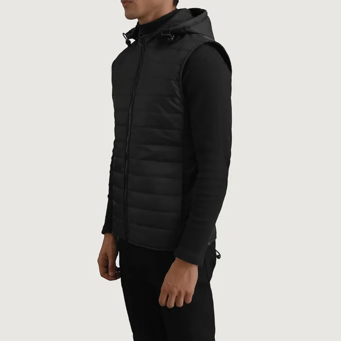 Carlo Black Hooded Puffer Vest 2
