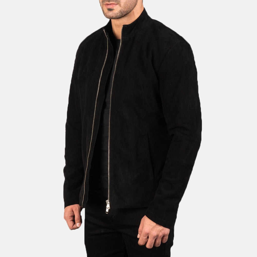 Charcoal Black Suede Biker Jacket 2