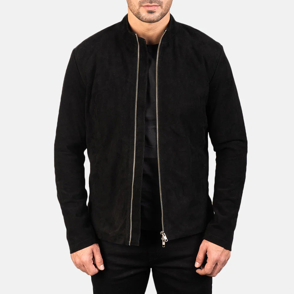Custom Orlando Terrell Black Suede Trucker Jacket 1/2 Installments