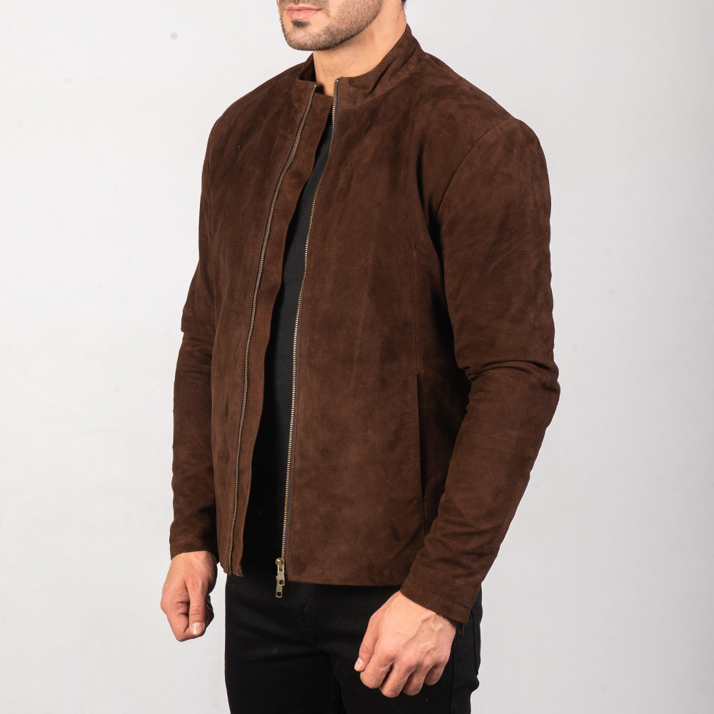 Charcoal Mocha Suede Biker Jacket 2
