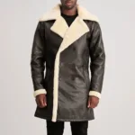 Charles Brown Leather Shearling Double-Breasted Coat 4