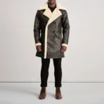 Charles Brown Leather Shearling Double-Breasted Coat 3