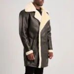 Charles Brown Leather Shearling Double-Breasted Coat 2