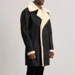 Charles Tumbled Black Leather Shearling Double-Breasted Coat 2