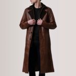 Charlton Waxed Brown Leather Single Breasted Coat 5