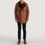 Cinnamon Brown Leather Fur Coat 3