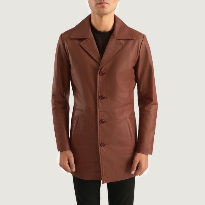 Classmith Brown Leather Coat 4