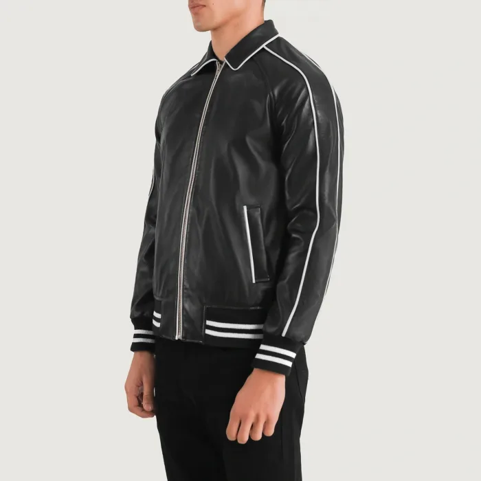 Cooper Black Leather Varsity Jacket 2
