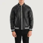Cooper Black Leather Varsity Jacket 4