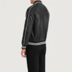 Cooper Black Leather Varsity Jacket 5