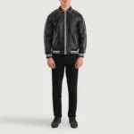 Cooper Black Leather Varsity Jacket 3