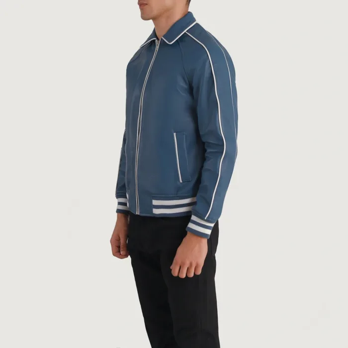 Cooper Blue Leather Varsity Jacket 2