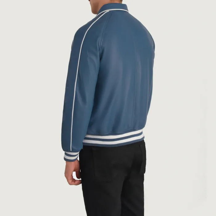 Cooper Blue Leather Varsity Jacket 5