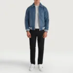 Cooper Blue Leather Varsity Jacket 3