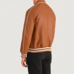 Cooper Tan Brown Leather Varsity Jacket 5