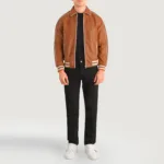 Cooper Tan Brown Leather Varsity Jacket 3