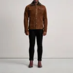 Dallis Brown Suede Shearling Trucker Jacket 3