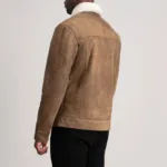 Dallis Distressed Brown Leather Shearling Trucker Jacket 5