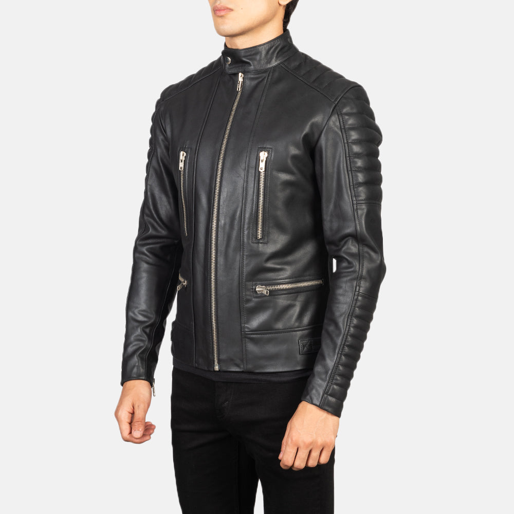 Damian Black Leather Biker Jacket 2