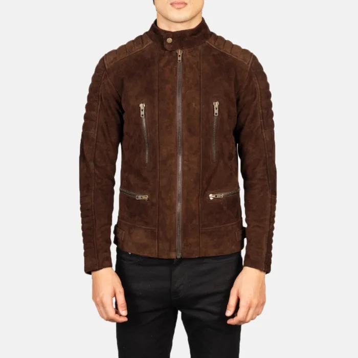 Damian Mocha Suede Biker Jacket 4
