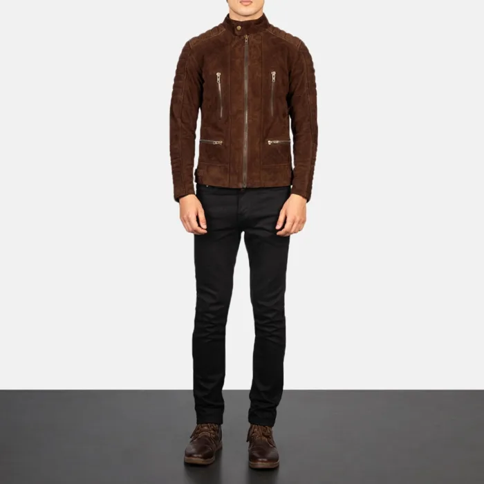 Damian Mocha Suede Biker Jacket 3