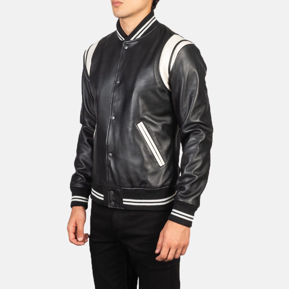 [FS] Dantee Black Leather Varsity Jacket 2