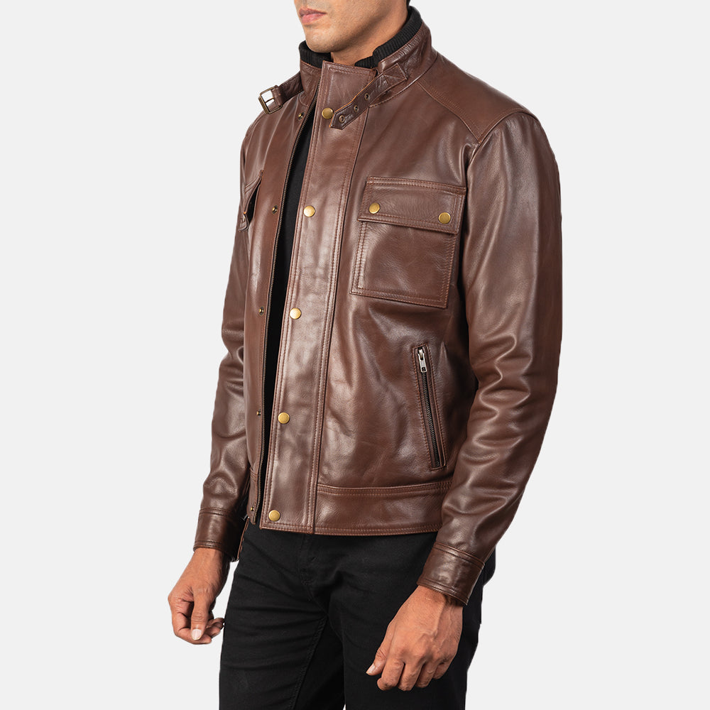 Darren Brown Leather Biker Jacket 2