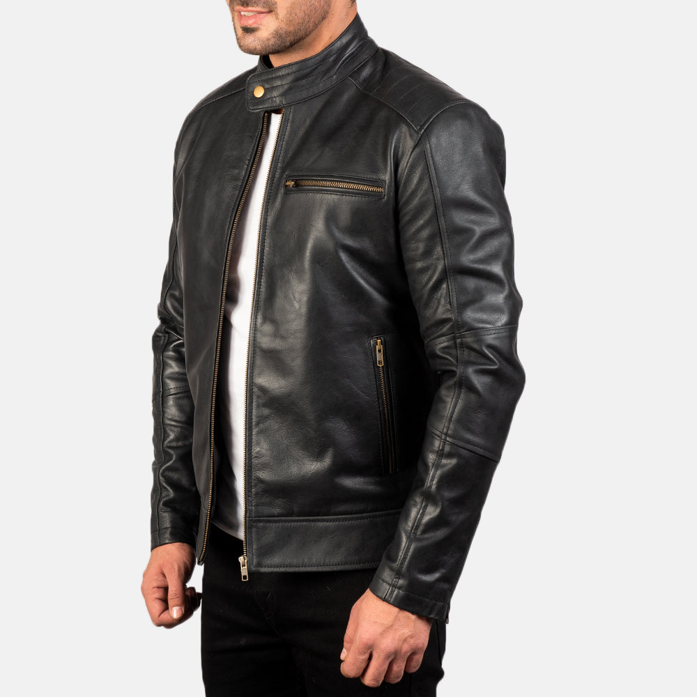 [FS] Dean Black Leather Biker Jacket 2