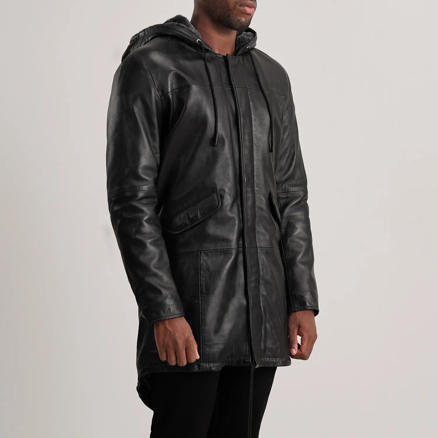Delvin Black Leather Parka 2