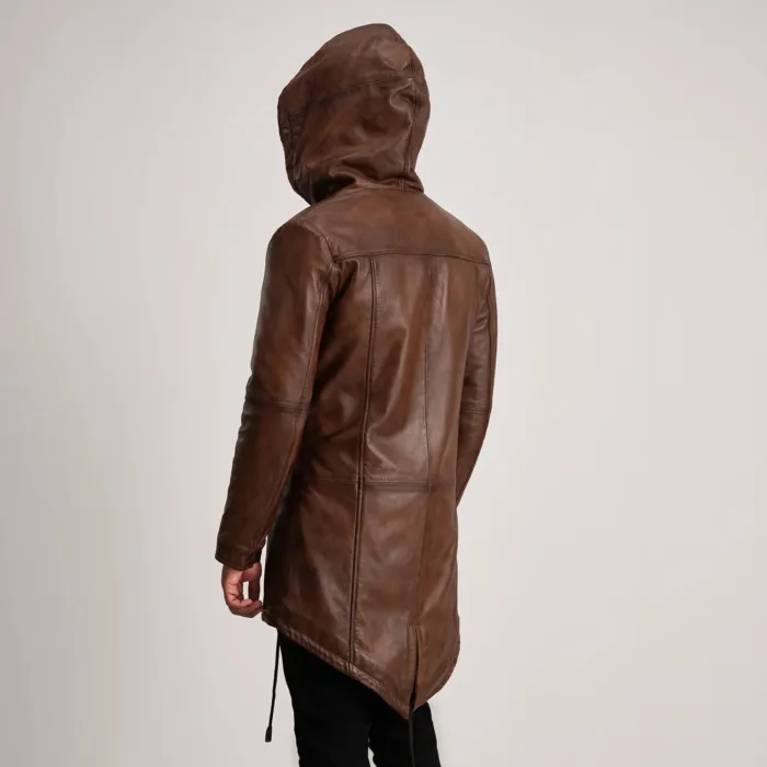 Delvin Distressed Brown Leather Parka 5
