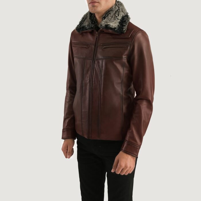 Evan Hart Fur Brown Leather Jacket 2