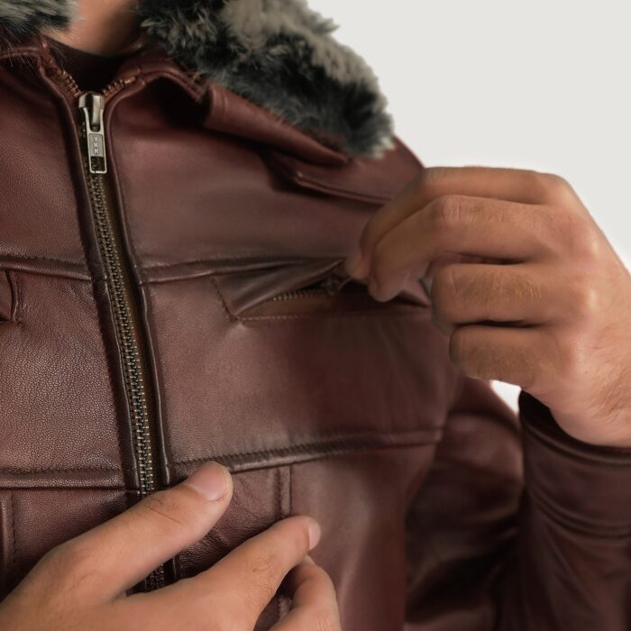 Evan Hart Fur Brown Leather Jacket 5