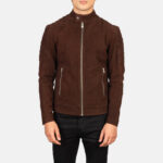 Fernando Quilted Brown Suede Biker Jacket 4