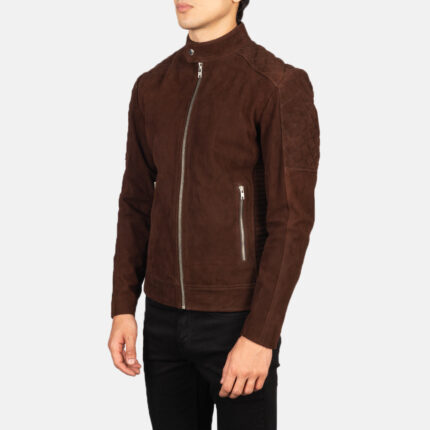 Fernando Quilted Brown Suede Biker Jacket 2