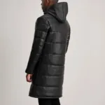 Floyd Black Hooded Leather Puffer Coat 5