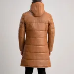 Floyd Tan Hooded Leather Puffer Coat 5