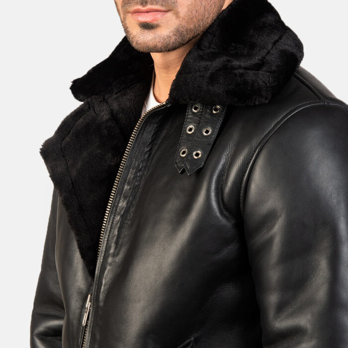 Francis B-3 Black Leather Bomber Jacket 6