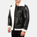 Francis B-3 Black & White Leather Bomber Jacket 2